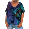 thumbnail image 2 of Aloohaidyvio Dressy Tops for Women Clearance,Mexican Shirt for Women Mexican Floral Shirts Carnival Outfit Ethnic Style Boho Vintage Short Sleeve Tops, 2 of 5
