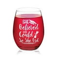 thumbnail image 5 of Veracco She Believed She Could So She Did - 2024 - Stemless Wine Glass Birthday Funny Graduation Gifts For Him Her (Clear, Glass), 5 of 6