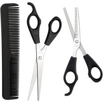 Casewin Professional Hair Cutting Scissors Set, Black Stainless Steel Barber Shears   Thinning/Texture Hairdressing Shears Barber Comb