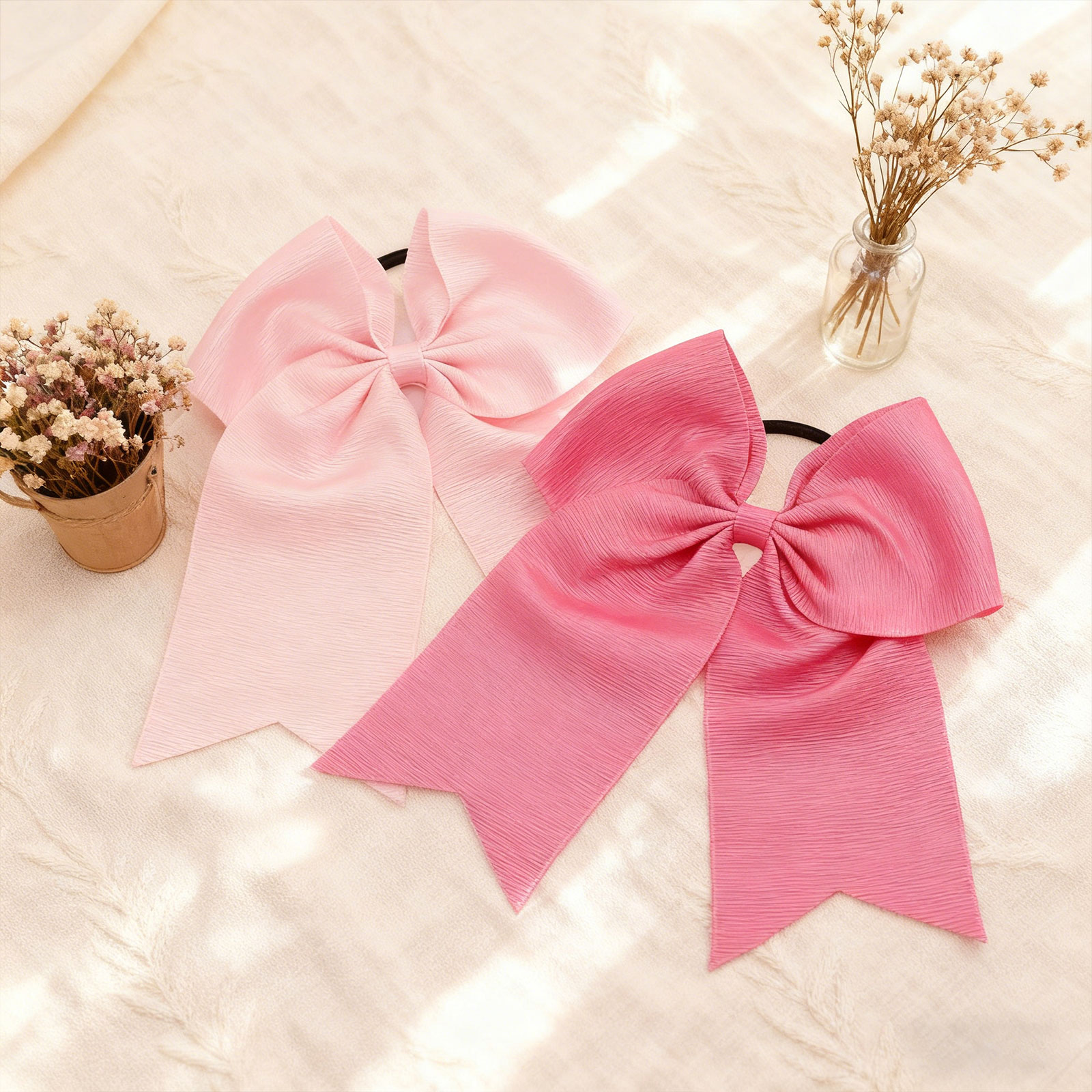 12 Pcs 8inch Large Satin Hair Bows for Toddlers & Girls 3-12 Years, Grosgrain Ribbon Hair Clips for School Parties