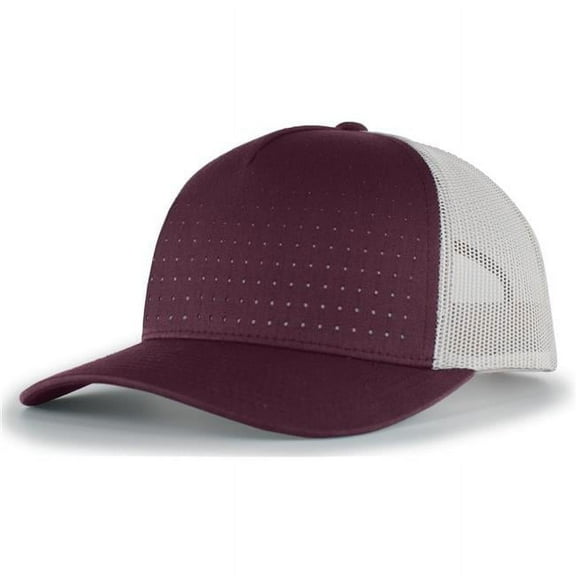 Perforated 5-Panel Trucker Snapback Cap, Army & Light Charcoal & White - One Size