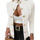 thumbnail image 3 of Cárdigan de Punto con Estampado de Rombos para Mujer, Abrigo Corto Ligero, Cuello Alto, Larga, Botones Metálicos, Chaqueta de Otoño L, 3 of 7