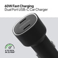 thumbnail image 3 of Powertek 60W Dual USB-C Car Charger, Fast Charging Power Delivery, Black, 3 of 4