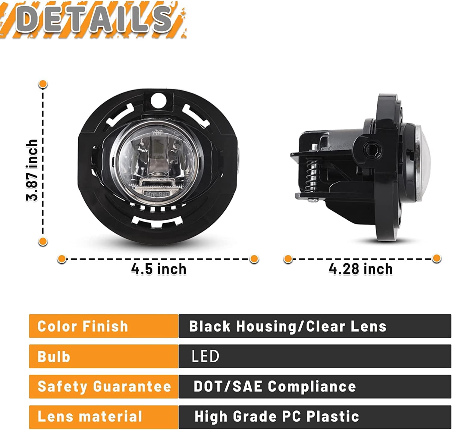 LED Fog Lights Assembly For JEEP GRAND CHEROKEE 2014-2016/DODGE CHARGER 2015-2019/CHRYSLER 300 2015-2019/CHRYSLER PACIFICA 2017-2020