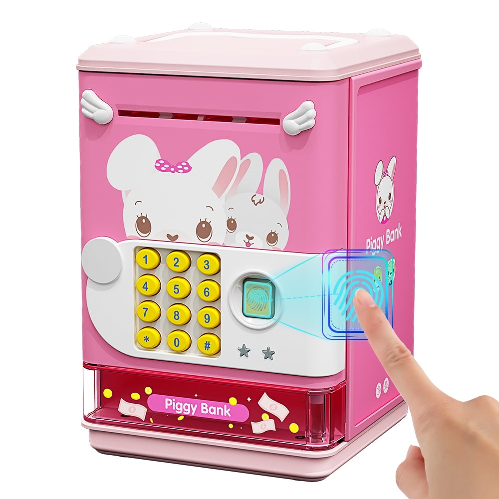 Aiqi Mini ATM Electronic Piggy Bank Toys for Girls,Money Safe Bank with