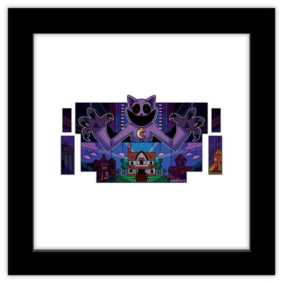 Gallery Pops Poppy Playtime: Chapter 3 - Cat Nap Strings Wall Art, Black Framed Version, 12" x 12"