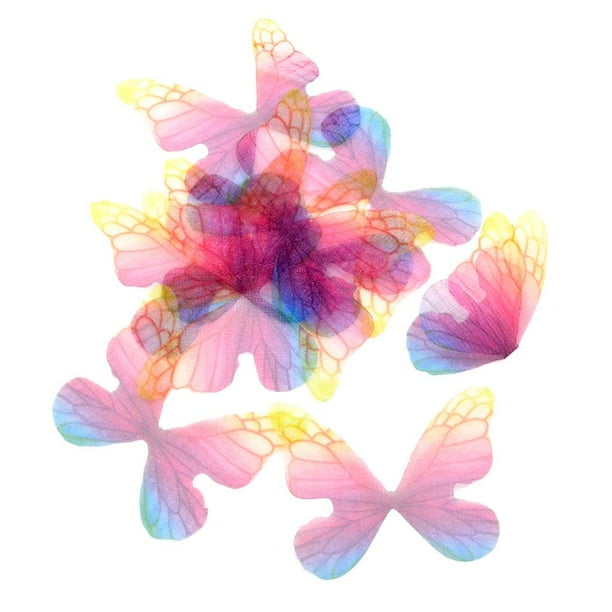 Piezas de mariposa de gasa para abalorios, fabricación de sombreros, manualidades para el cabello, De colores
