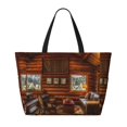 thumbnail image 2 of Disketp Log Cabin Inside Large Capacity Beach Bag, Waterproof Sandproof Beach Swim Pool Bag Tote Bag for Women, 2 of 7