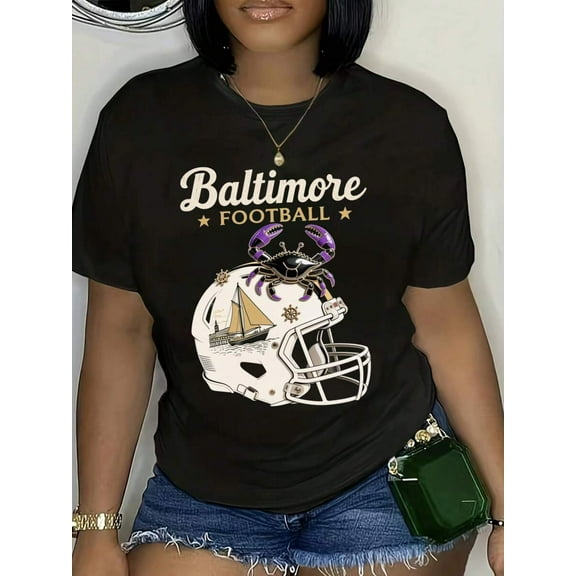 Football Graphic T-Shirt For Women, Casual Sports Tee With Helmet Design, Perfect For Game Days And Everyday Wear, Comfortable Fit For Fans Of All Ages