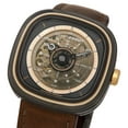 thumbnail image 3 of SEVENFRIDAY T-Series Automatic Gunmetal PVD Brown Skeleton Dial Brown Leather Strap Mens Watch T2/03, 3 of 6
