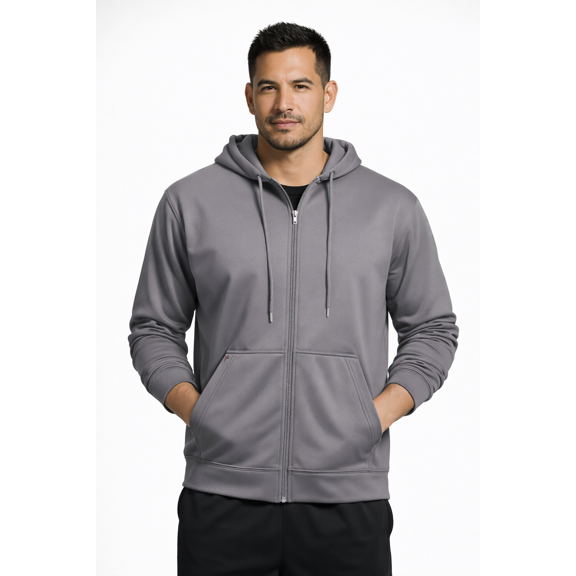 Expert Brand Men's Full Zip Hoodie Pullover Sweater, Steel, Large