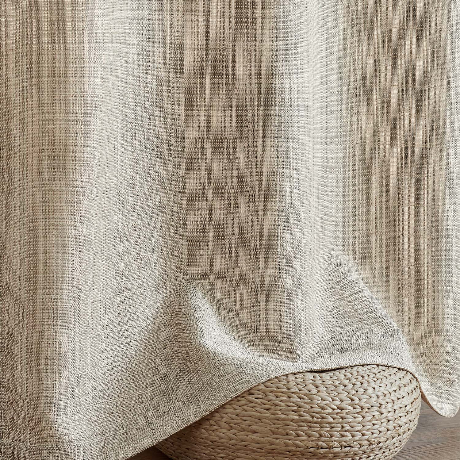 Curtainking Blackout Curtains 38 x 96 Inches Beige Linen Textured Drapes for Bedroom Grommet 2 Panels