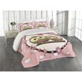 thumbnail image 2 of Ambesonne Owls Quilted Coverlet 3 Pcs, Couple on Branch, King Size, Coral Brown Pale Yellow, 2 of 4