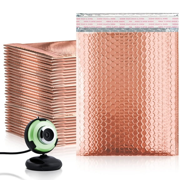 Rose Gold Metallic Bubble Mailers, 8.5 x 11 Inches. Pack of 150 Padded Envelopes. Opaque Metallic Bubble Envelope Mailer Self-Seal. Waterproof Padded Shipping Envelopes for Gifts