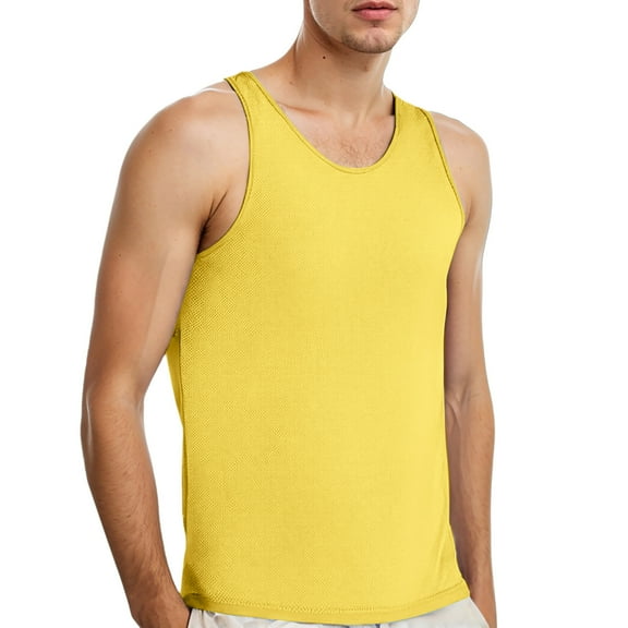 uikmnh Men Tank Tops Solid Sleeveless Vest Tank Top Casual Loose Fit Athletic Sportswear Activewear Gym Workout Apparel Size:XL