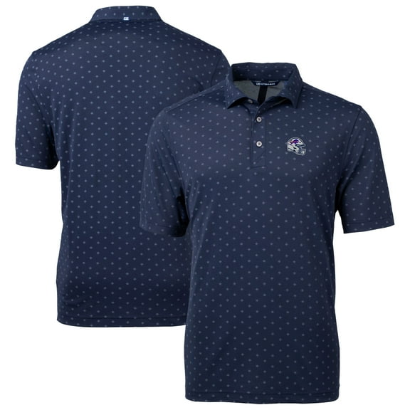 Men's Cutter & Buck Navy Buffalo Bills Big & Tall Virtue Eco Pique Tile Print Recycled DryTec Polo