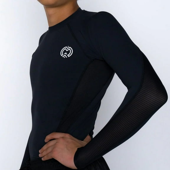 Massov ProForm Youth Boy's Compression Long-Sleeve Athletic Shirt, Night Black, Small
