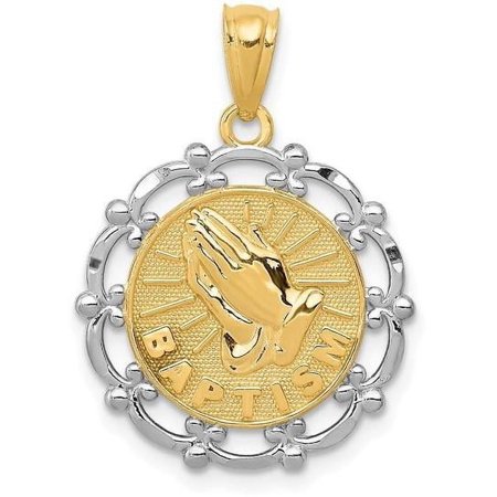 14k Yellow Gold Rhodium Plated Baptism Pendant C4523