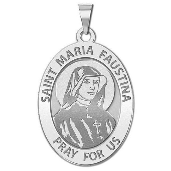 Picturesongold.Com Saint Faustina Religious Medal Female Adult- 1/2 inch x 2/3 inch- Sterling Silver