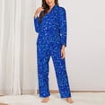 thumbnail image 2 of Salouo Blue Circles Mosaic Pattern Women's Pajamas Set Long Sleeve Button Down Sleepwear Soft Pj Lounge Sets for women 2 Piece Pjs Set with Long Pants-Large, 2 of 7