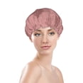 thumbnail image 3 of YFYANG Women's Double Waterproof Shower Cap, Pink Polka Dot Flowers Reusable Hair Cap for All Hair Styles and Head Sizes, 3 of 9
