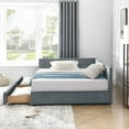 thumbnail image 2 of Full Size Upholstered Daybed with Storage, Mid-Century Modern Velvet Sofa Bed Frame, Tufted Backrest and Armrests, for Bedroom or Living Room, Grey, 2 of 8