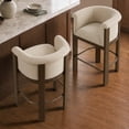 thumbnail image 2 of CHITA Modern Upholstered Bar Stools Set of 2, Counter Height Bar Stools with Curved Barrel Back & Rubberwood Frame, Sand Fabric, 2 of 18