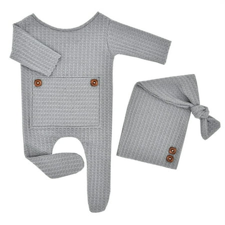 

Gifts for Newborn Christmas Outfit Baby Juebong Newborn Baby Photography Prop Footed Romper Button Overalls Hat Set Gray