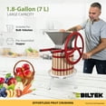 thumbnail image 2 of Biltek Fruit Crusher & Apple Grinder for Cider Press & Fruit Wine Maker, Stainless Steel Vegetable Scratter, Upgraded Manual Food Mill Hand Crank, Cast Iron Flywheel, Includes Stand, 1.8 Gal (7-L), 2 of 7