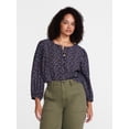 thumbnail image 2 of Scenario Women's and Women's Plus Blouse with 3/4-Length Puff Sleeves, Sizes XS-4X, 2 of 6