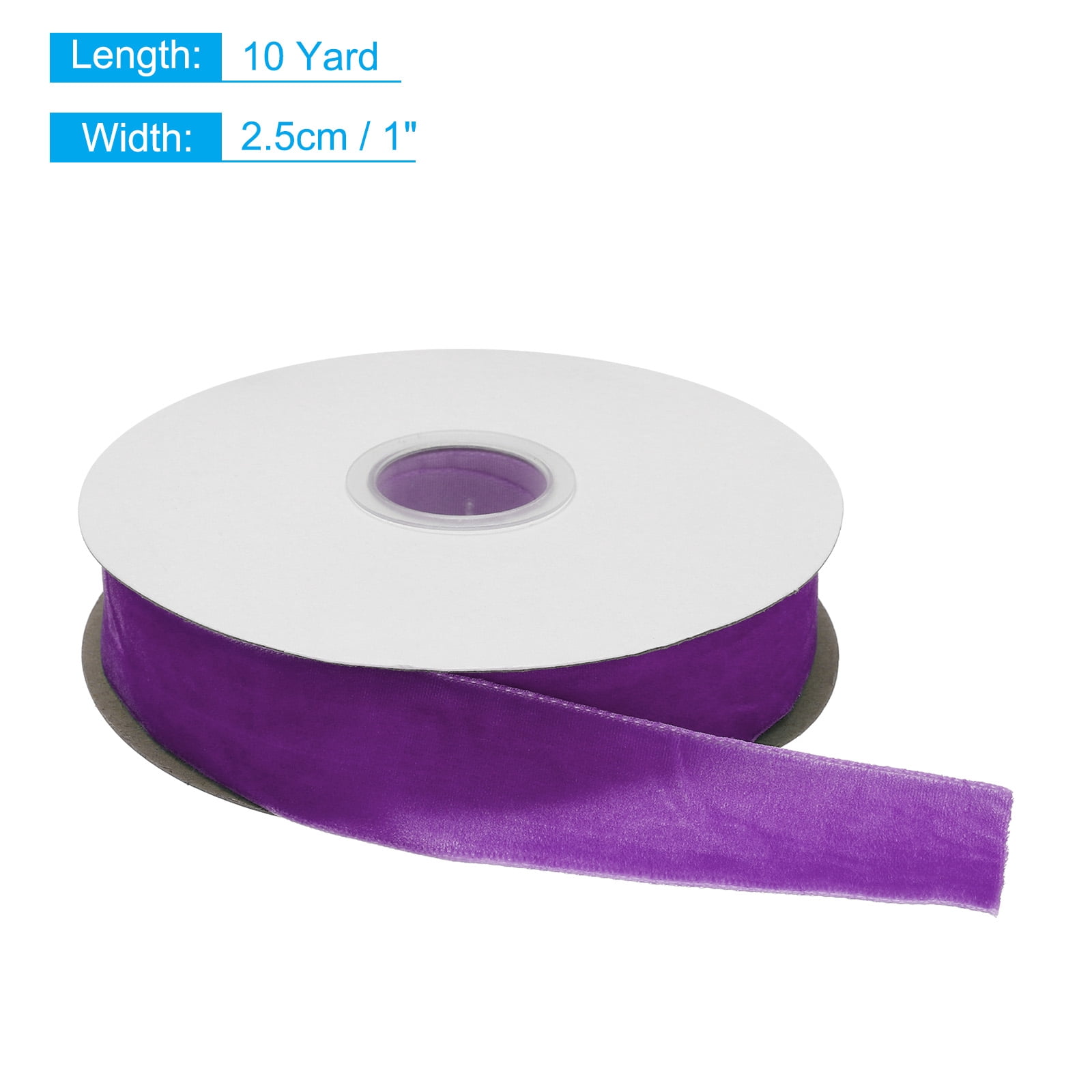 Uxcell Velvet Ribbon Single Face Spool Silky Velvet Fabric for Bouquets DIY Crafts Gift Wrapping Wedding Party Bright Purple 1" x 10 Yard