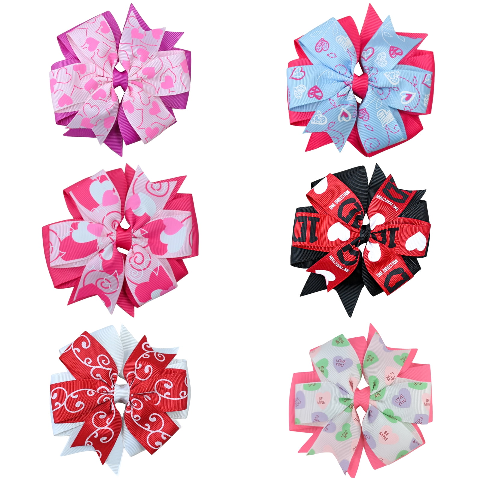 JoyBowie 18Pcs 4 Inch Valentine's Day Heart Print Cheer Bows with Alligator Clips for Girls Teens