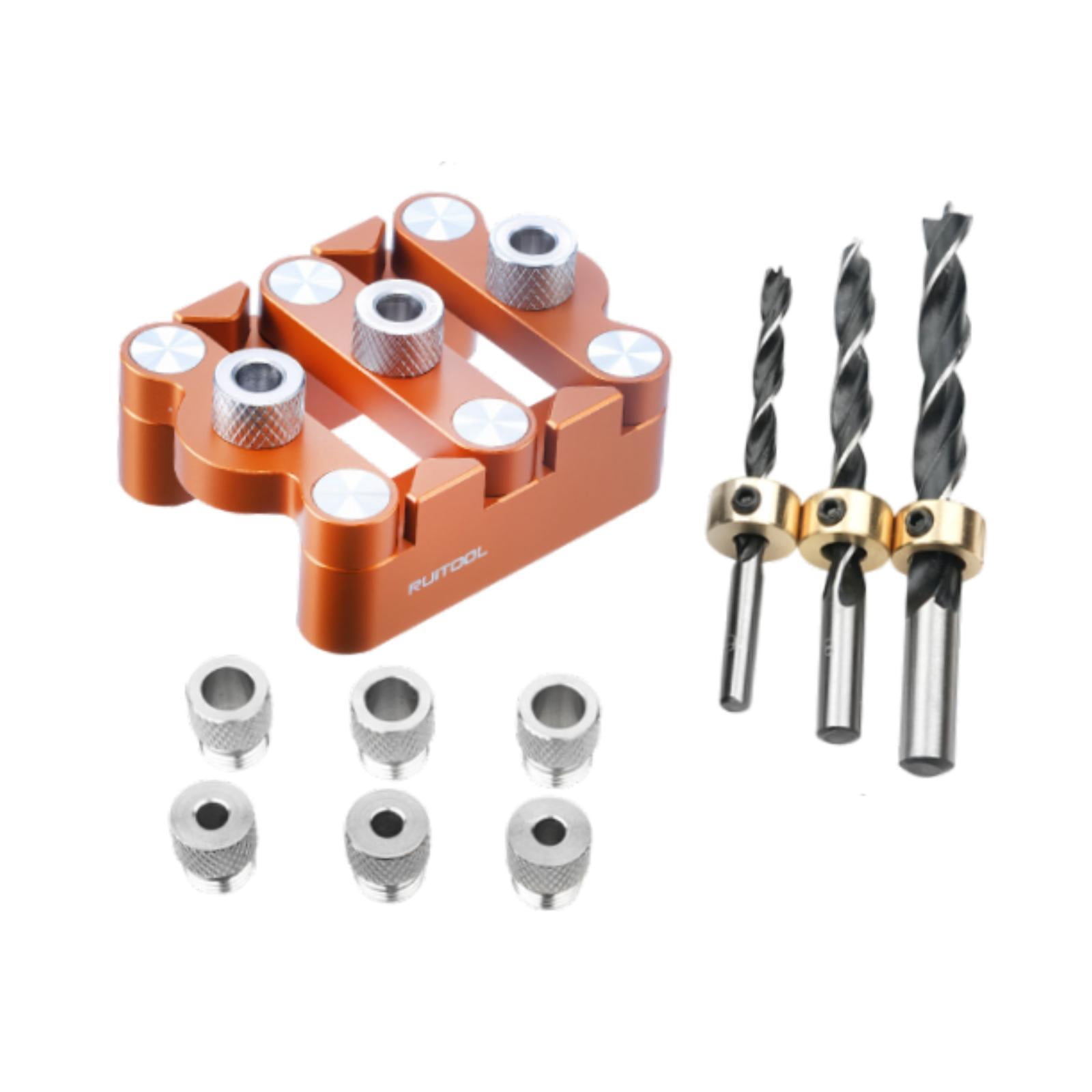 simhoa Self -centering Dowel -Jig -adjustable Clamp -drill -Guid -electrical Tool with 6 Guide Sockets Vertical Pocket Hole for Carpenters