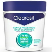 Clearasil Gentle Prevention Daily Facial Cleansing Pads, 90 Count, Oil-Free (packaging may vary) (Pack of 2)
