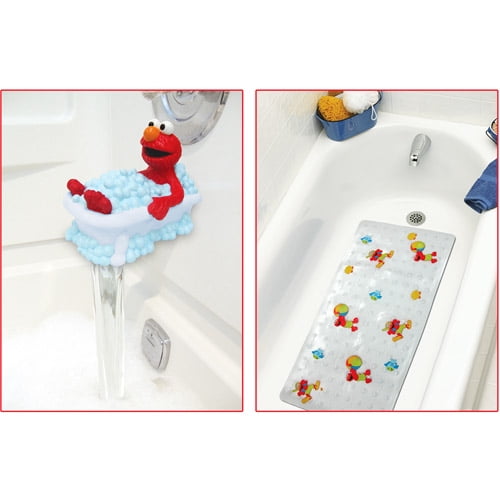 Sesame Street Elmo Bath Set Faucet Cover And Bath Mat Walmart Com