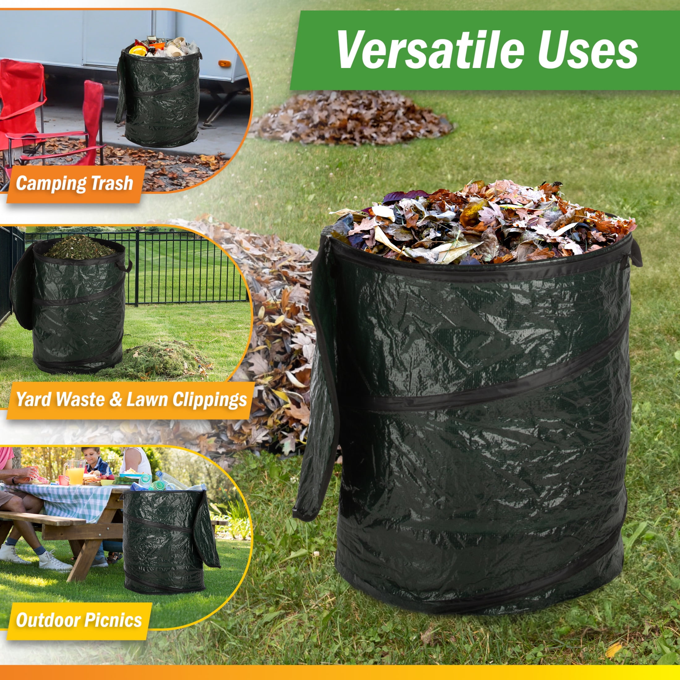 Wakeman Outdoors 44-Gal, 29.5-Gal and 23.1-Gal Camping Pop Up Trash Cans