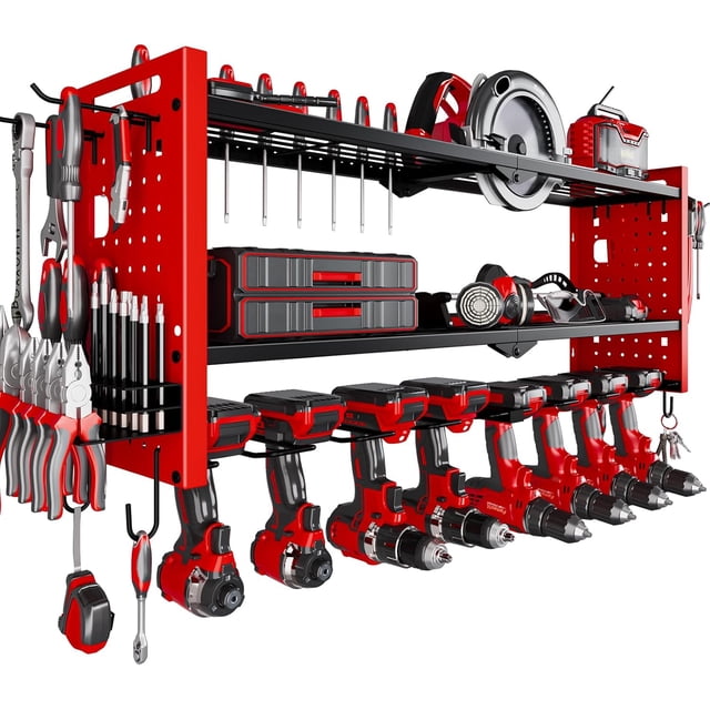 Power Tool Organizer Wall Mount Cordless Drill Hanger Storage Rack Drill Holder Layers Heavy Duty Power Tool Storage Rack()