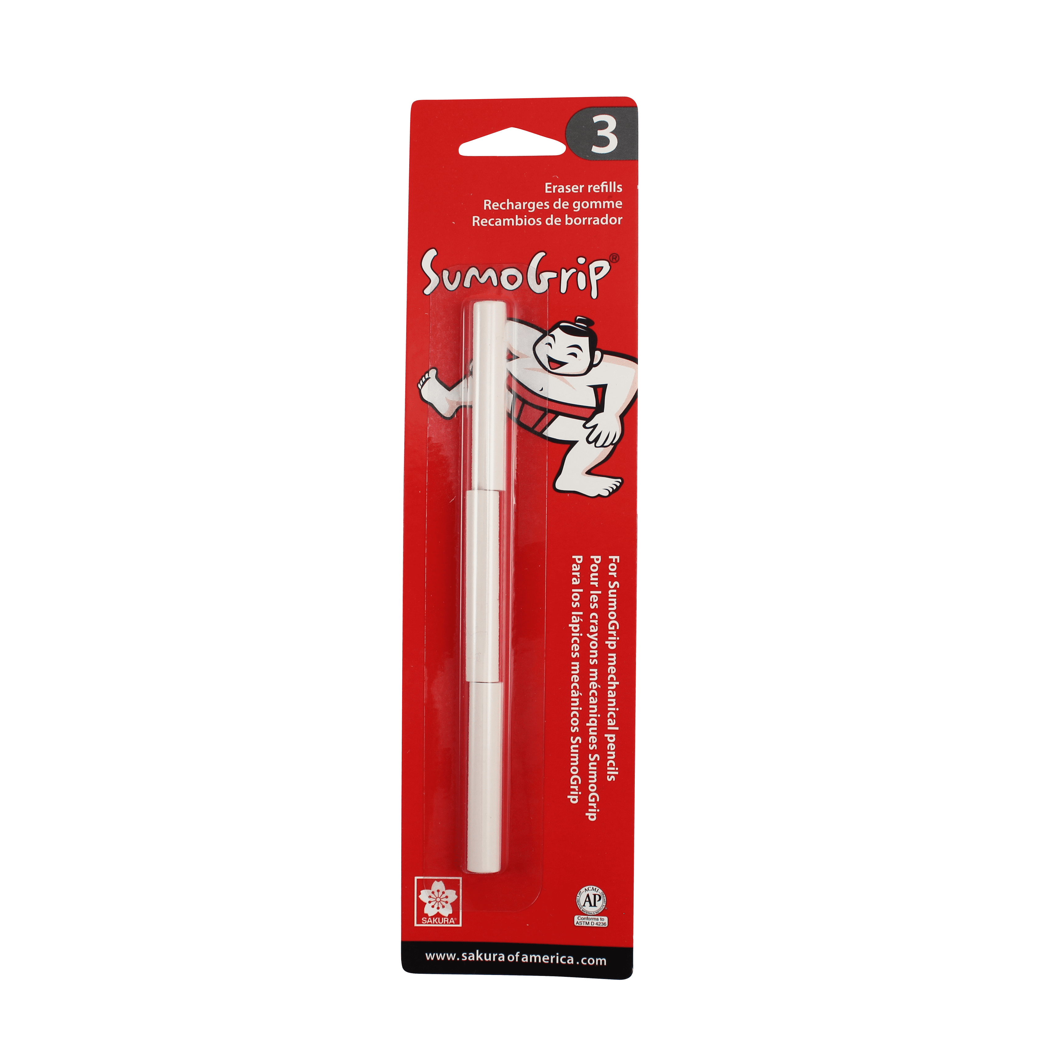 Sakura Sumo Grip Retractable Eraser Refill - Pack of 3