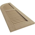 thumbnail image 6 of Ekena Millwork 18"W x 90"H (72" Low Side) Timberthane Rough Cedar Two Equal Louver w/Quarter Round Arch Top Faux Wood Shutters (Per Pair), Primed Tan, 6 of 6