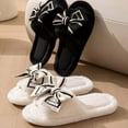 thumbnail image 4 of Fuzzy Slippers For Women Opening Open Toe Foreign Trade Bow Female Home Slippers Warm Cozy Winter House Slippers Bedroom Indoor House Shoes, 4 of 4