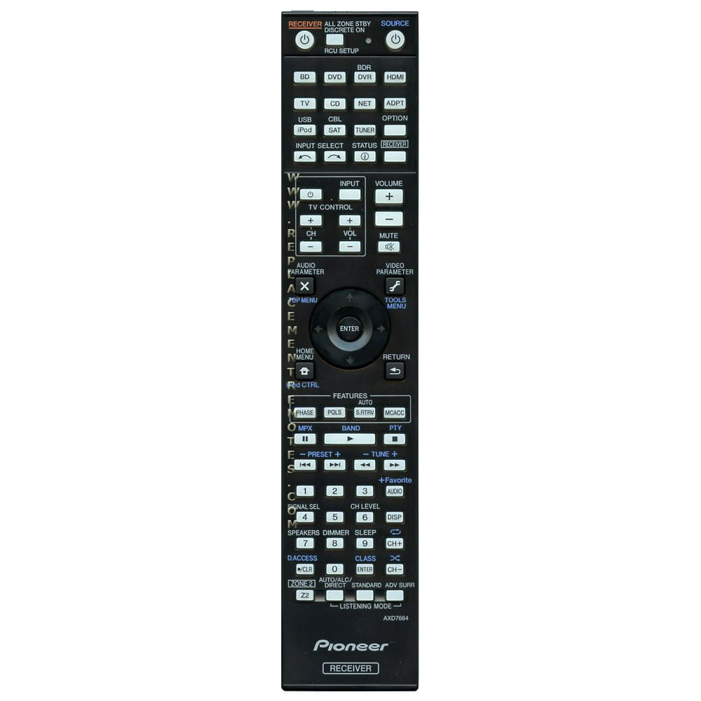 PIONEER AXD7664 (p/n 8300766400011IL) Audio/Video Receiver Remote