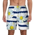 thumbnail image 3 of Uemuo Daisy Striped Nautical Pattern Mens Swim Trunks Quick Dry Board Shorts with Mesh Lining, Stretch Beach Shorts Quick Dry No-Chafing Board Shorts-Small, 3 of 9
