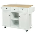 thumbnail image 4 of Vastcury 53.1" Rolling Kitchen Island Cart with Rubber wood Drop-Leaf Countertop, Storage Kitchen Island with 2 Door 3 Drawers for Dinning Room, White, 4 of 9