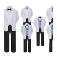 thumbnail image 1 of 5-7pc Formal Black White Suit Set Dark Gray Bow Necktie Vest Boy Baby Sm-20 Teen, 1 of 3