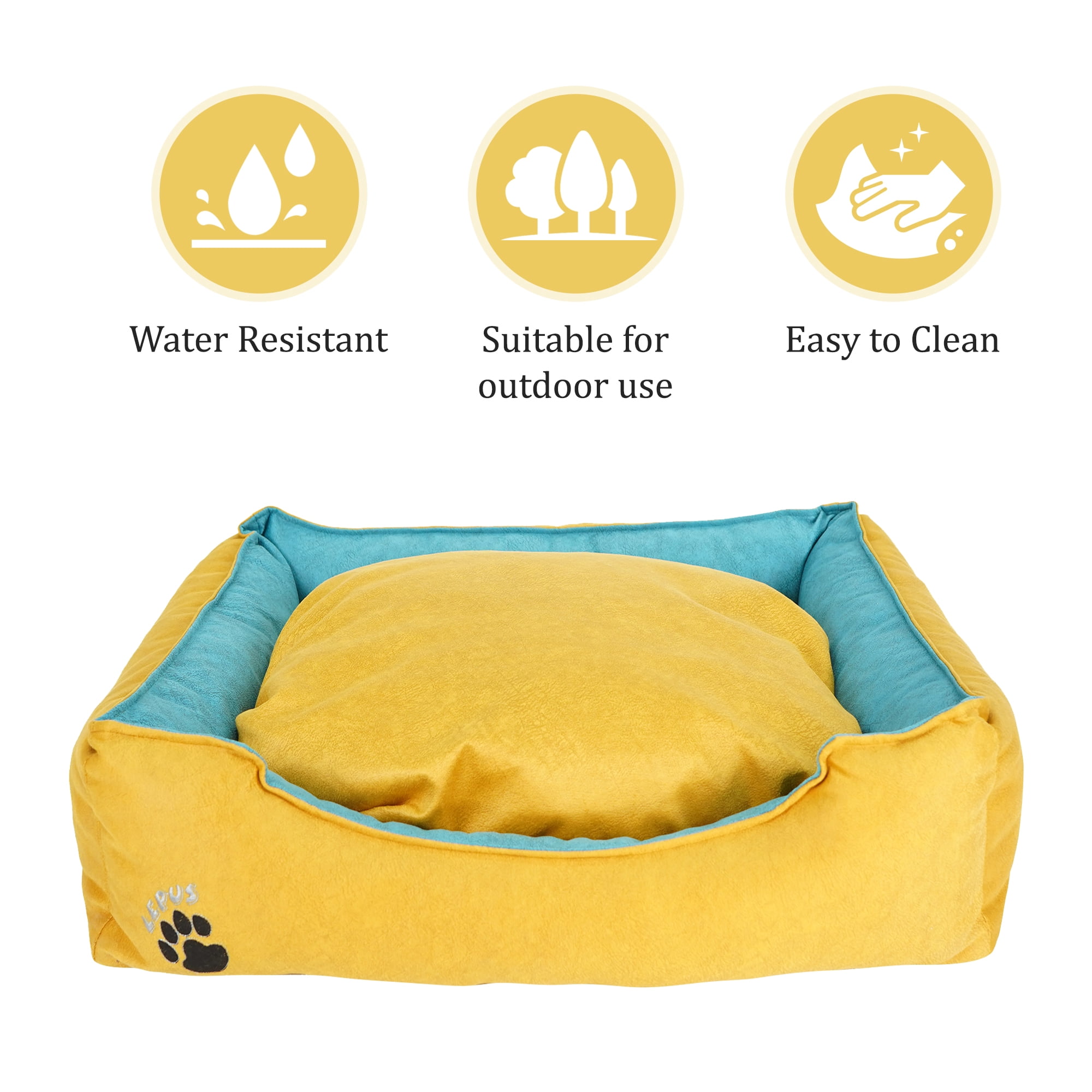 SUSSEXHOME Pets 23.5 x 17.3 x 7 Inches Washable Dog Bed for Medium Dogs - Durable Waterproof Sofa Dog Bed with Sides - (CAMEL)