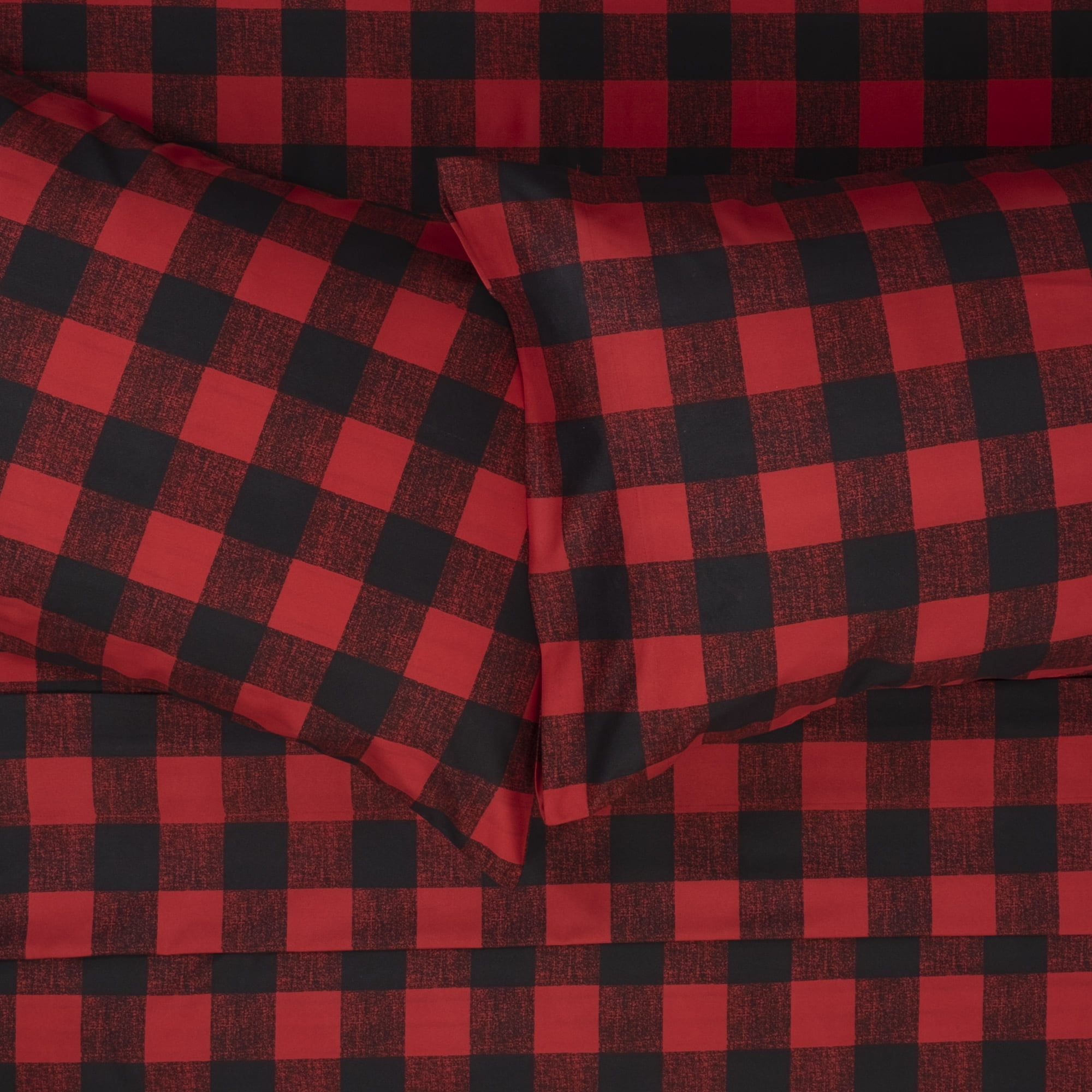 Sweet Home Collection 1800 Series Buffalo Plaid Black and Red 4 Piece Bed Sheet Set - Twin