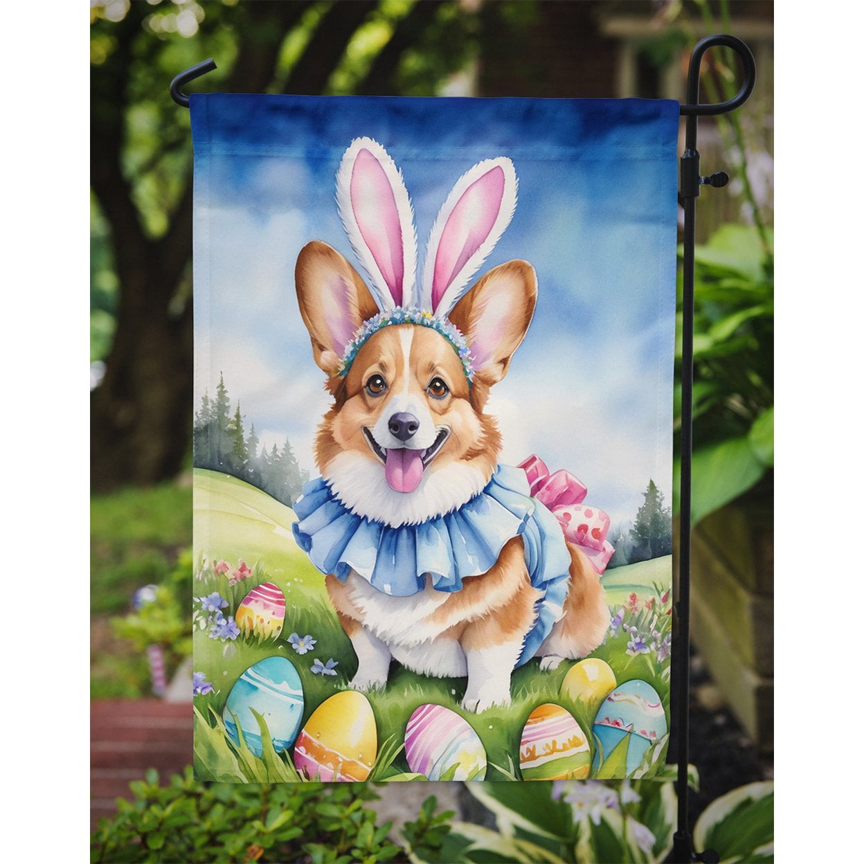 Corgi Easter Egg Hunt Garden Flag 11.25 in x 15.5 in