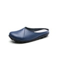 thumbnail image 3 of Eloshman Ladies Mules Closed Toe Flats Slip On Clogs Driving Fashion Comfort Leather Mule Lightweight Casual Shoes Dark Blue US 7, 3 of 5