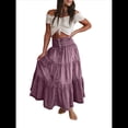 thumbnail image 1 of Vestido Bohemio para Mujer, con Cintura Alta, Volantes, Fluido, con Volantes Escalonados, Corte A, para Playa. Púrpura XL, 1 of 8