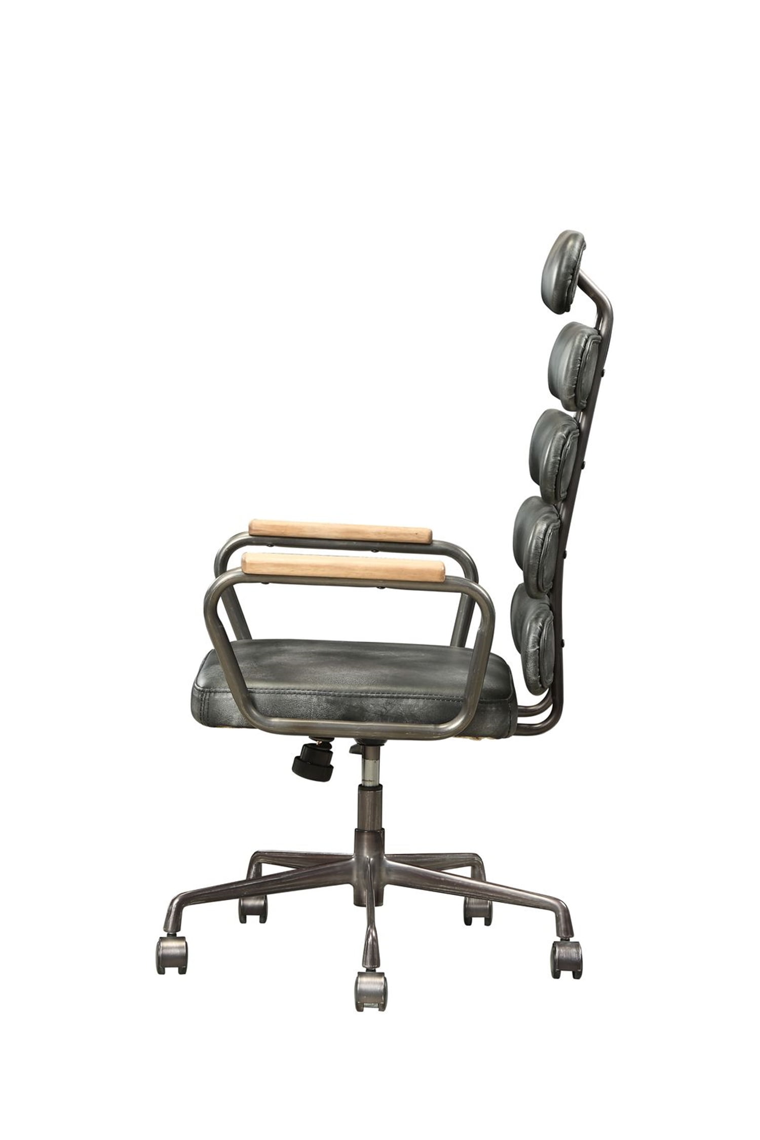 Vintage Swivel Office Chair, Top Grain Leather Desk Chair with 5